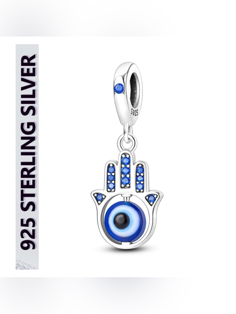🌟🌟 S925 Sterling Silver Hamsa Evil Eye Charm